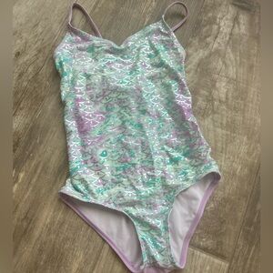 Wonder Nation Kids Swim One Piece - Purple and Green